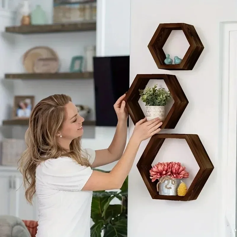 Floating Shelves - Latest Models Hexagon Floating Wall Shelf,