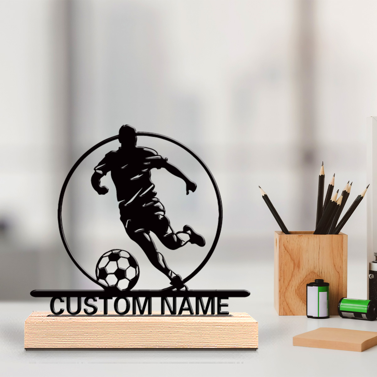 Home Decor Design Interior - Custom Soccer Player Metal Statue with