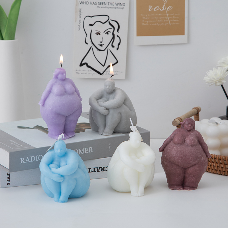Abstract Sculpture Resin - 3D Fat Woman/man Portrait Candle Silicone