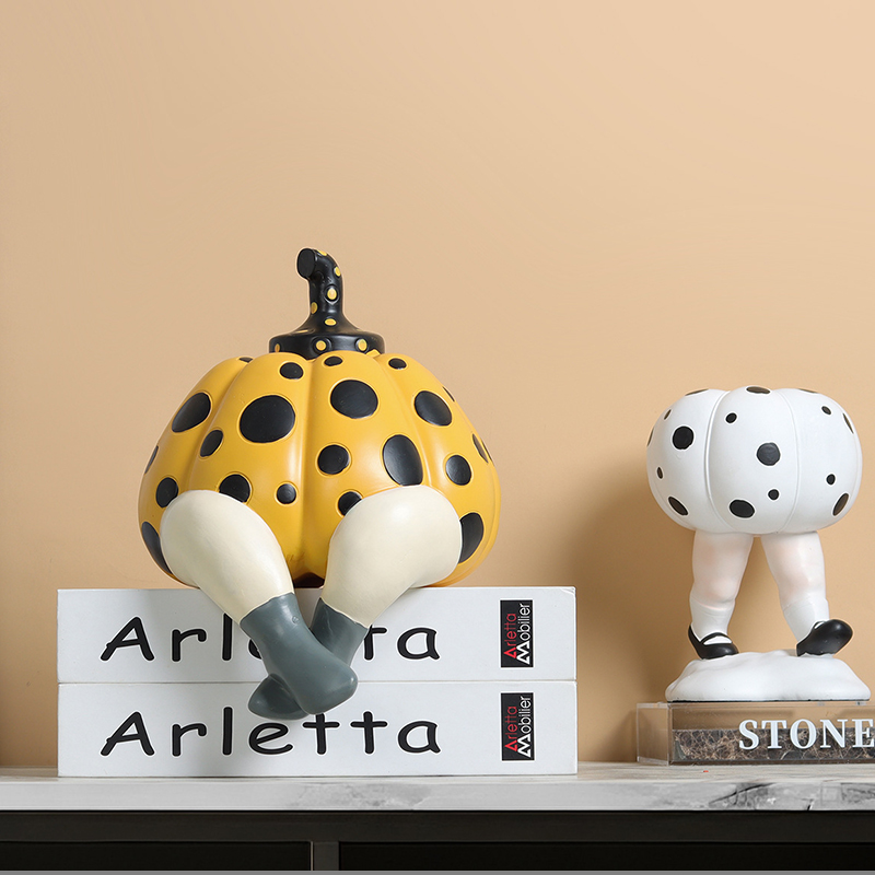 Abstract Sculpture Resin - Abstract Polka Dot Pumpkin Doll Ornament