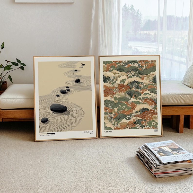 Home Decor Design Interior - 2pcs Japandi Zen Canvas Wall Art