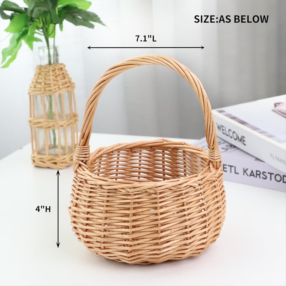 Wicker Picnic Basket with Hand - Home Decor Flowers ulasan dan harga