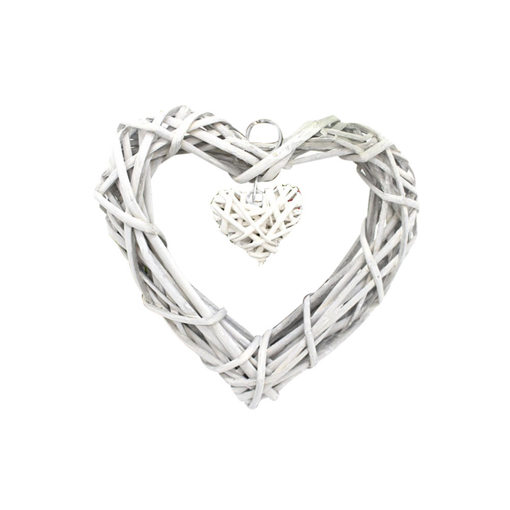 Beige Rustic Wicker Heart Deco - Home Decor Rattan ulasan dan harga