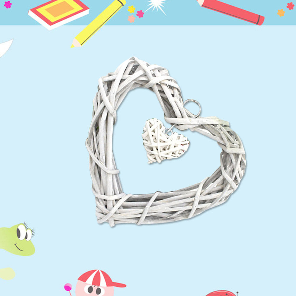 Beige Rustic Wicker Heart Deco - Home Decor Rattan ulasan dan harga