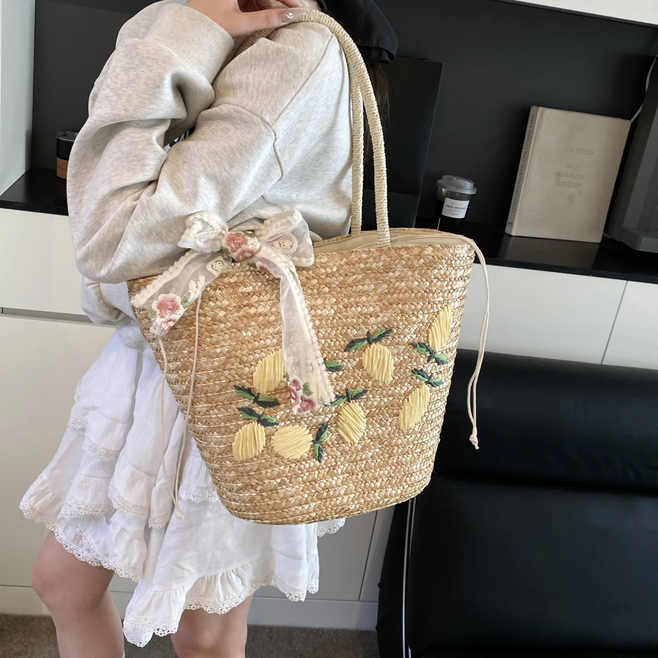 Large Capacity Beach Shoulder  - Home Decor Rattan ulasan dan harga
