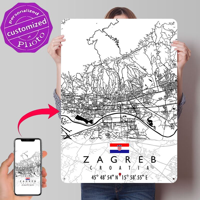 ZAGREB MAP CROATIA 3D Texture  - Home Decor Zagreb ulasan dan harga