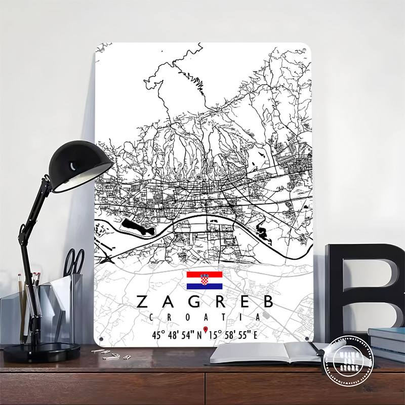ZAGREB MAP CROATIA 3D Texture  - Home Decor Zagreb ulasan dan harga