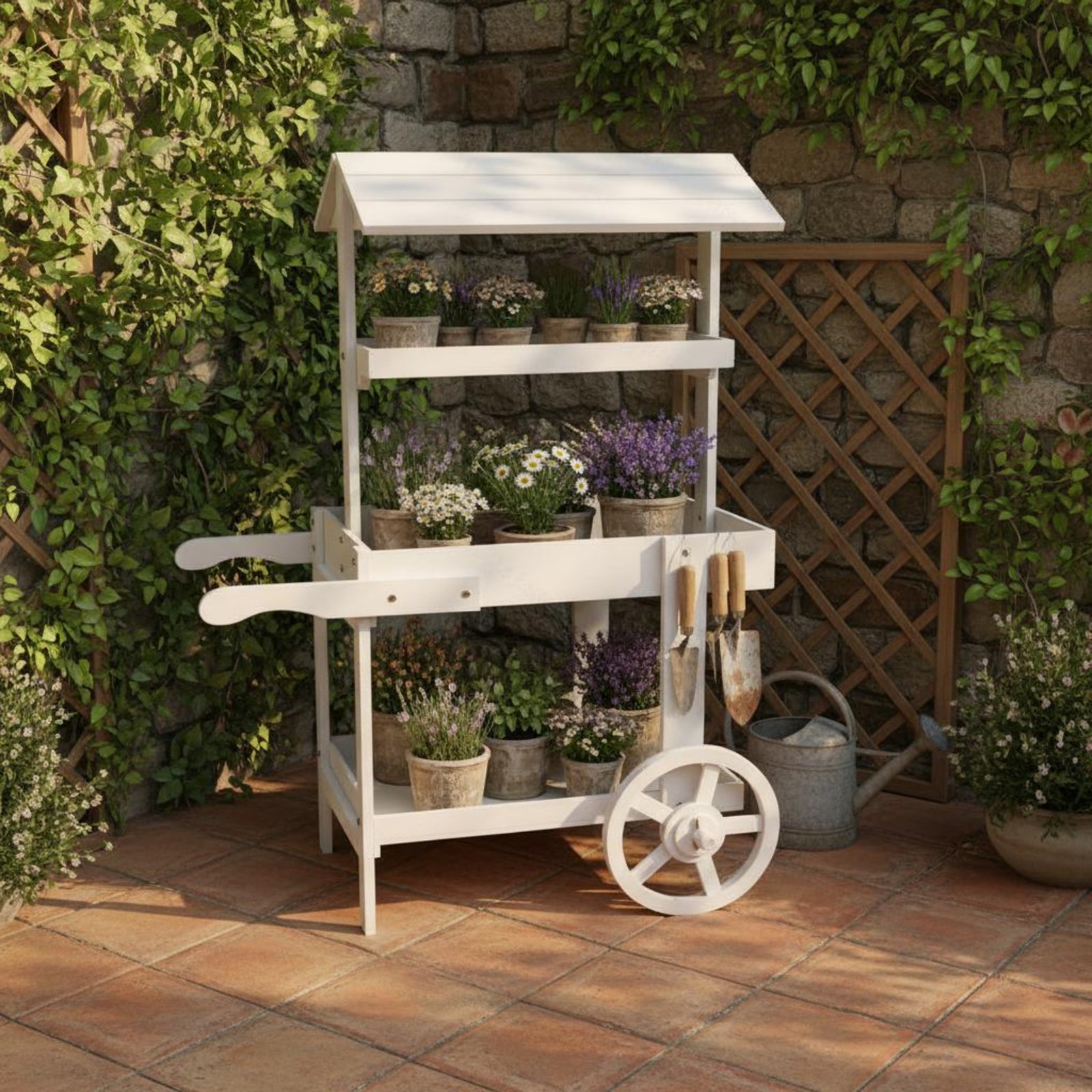 Wooden Flower Trolley Decorati - Home Decor Flowers ulasan dan harga