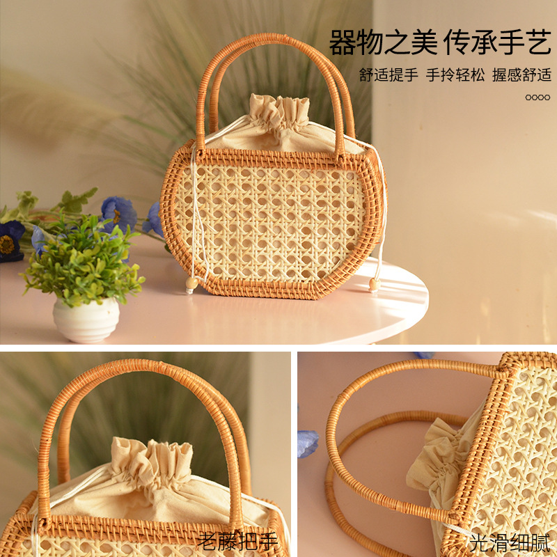 Casual Hollow Rattan Basket Ba - Home Decor Rattan ulasan dan harga