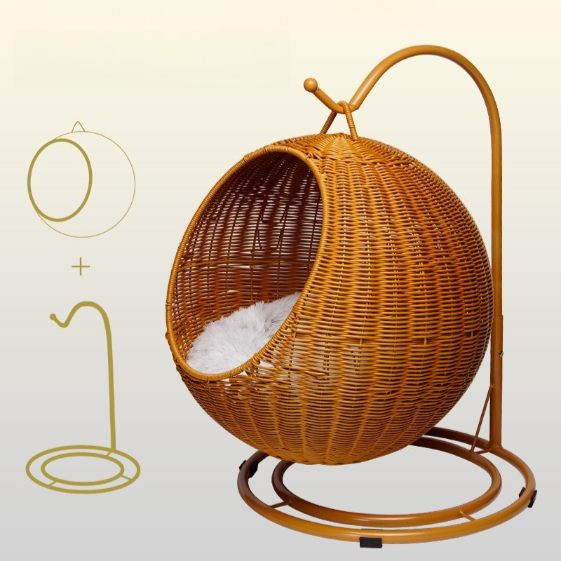 Rattan Hanging Cat Bed Soft Cu - Home Decor Rattan ulasan dan harga