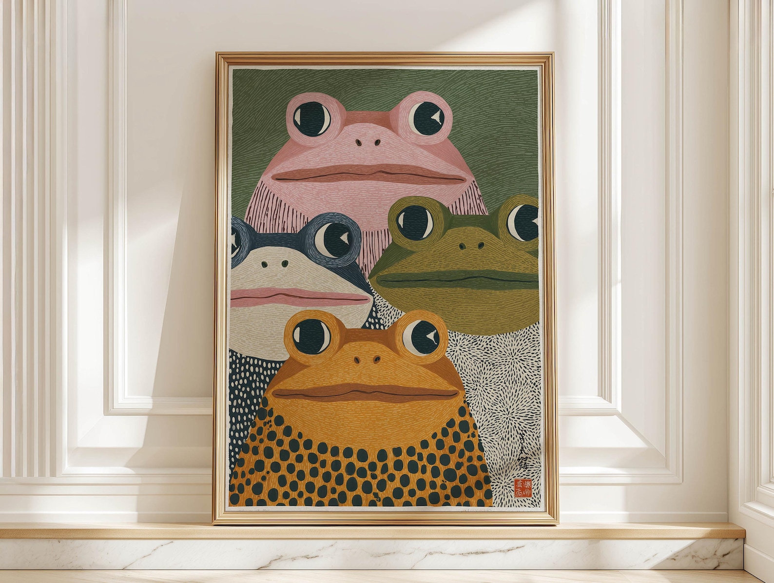 Modern Japanese Frog Art Print - Home Decor Design Interior ulasan dan harga