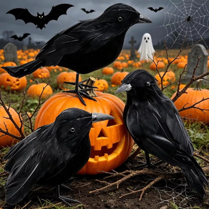 1PC Black Crow Halloween Decor - Home Decor Halloween ulasan dan harga