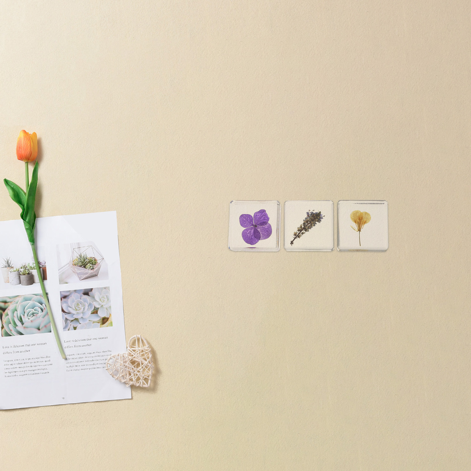 3Pcs Flower Resin Specimen Bot - Home Decor Flowers ulasan dan harga