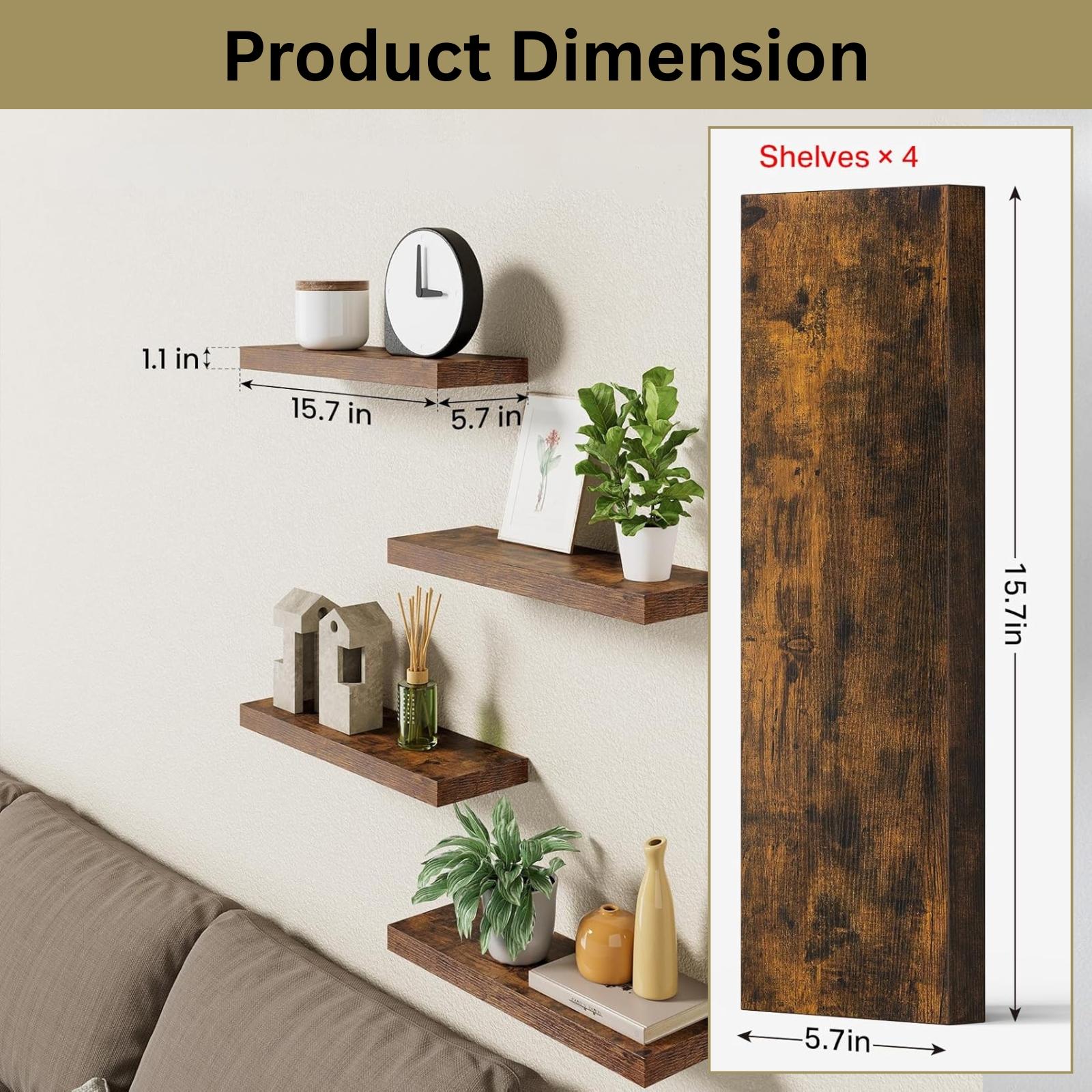4Pcs Floating Shelves Wall Mou - Floating Shelves ulasan dan harga