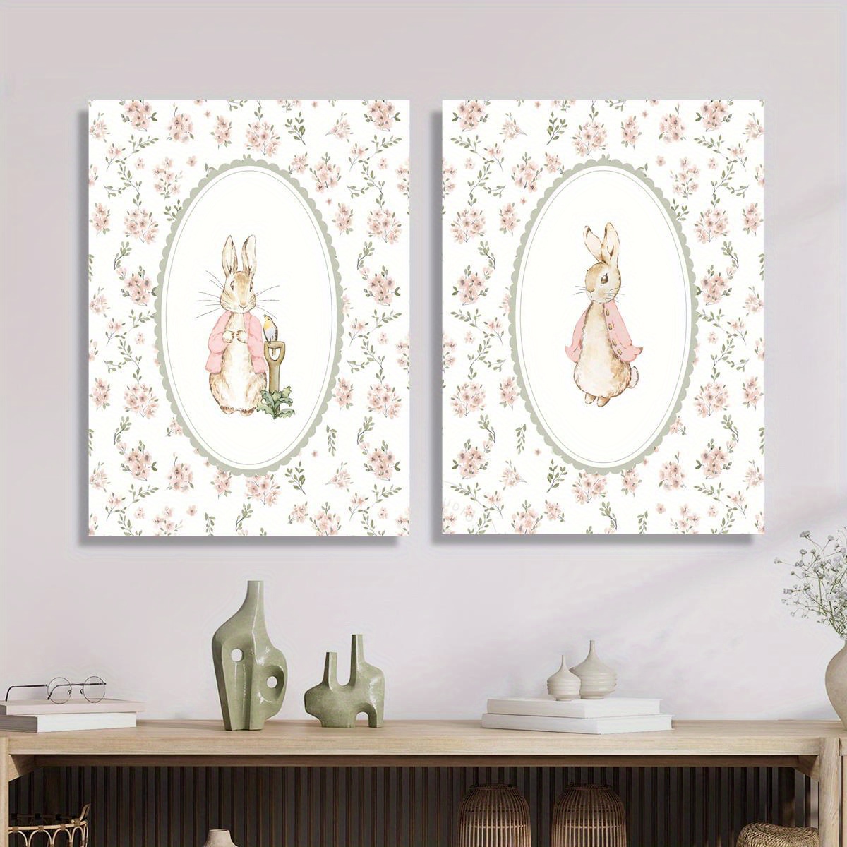 2pcs Retro Easter Rabbit Canva - Home Decor Design Interior ulasan dan harga