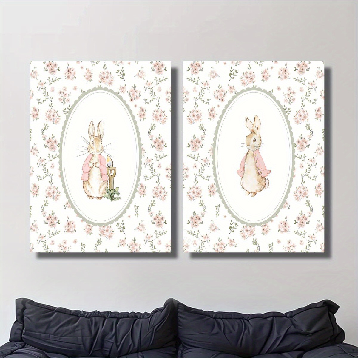 2pcs Retro Easter Rabbit Canva - Home Decor Design Interior ulasan dan harga