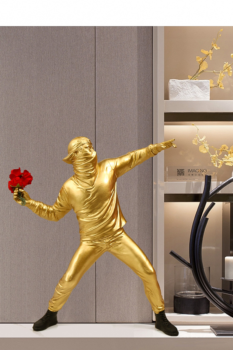 Banksy Still Flower Decoration - Abstract Sculpture Resin ulasan dan harga